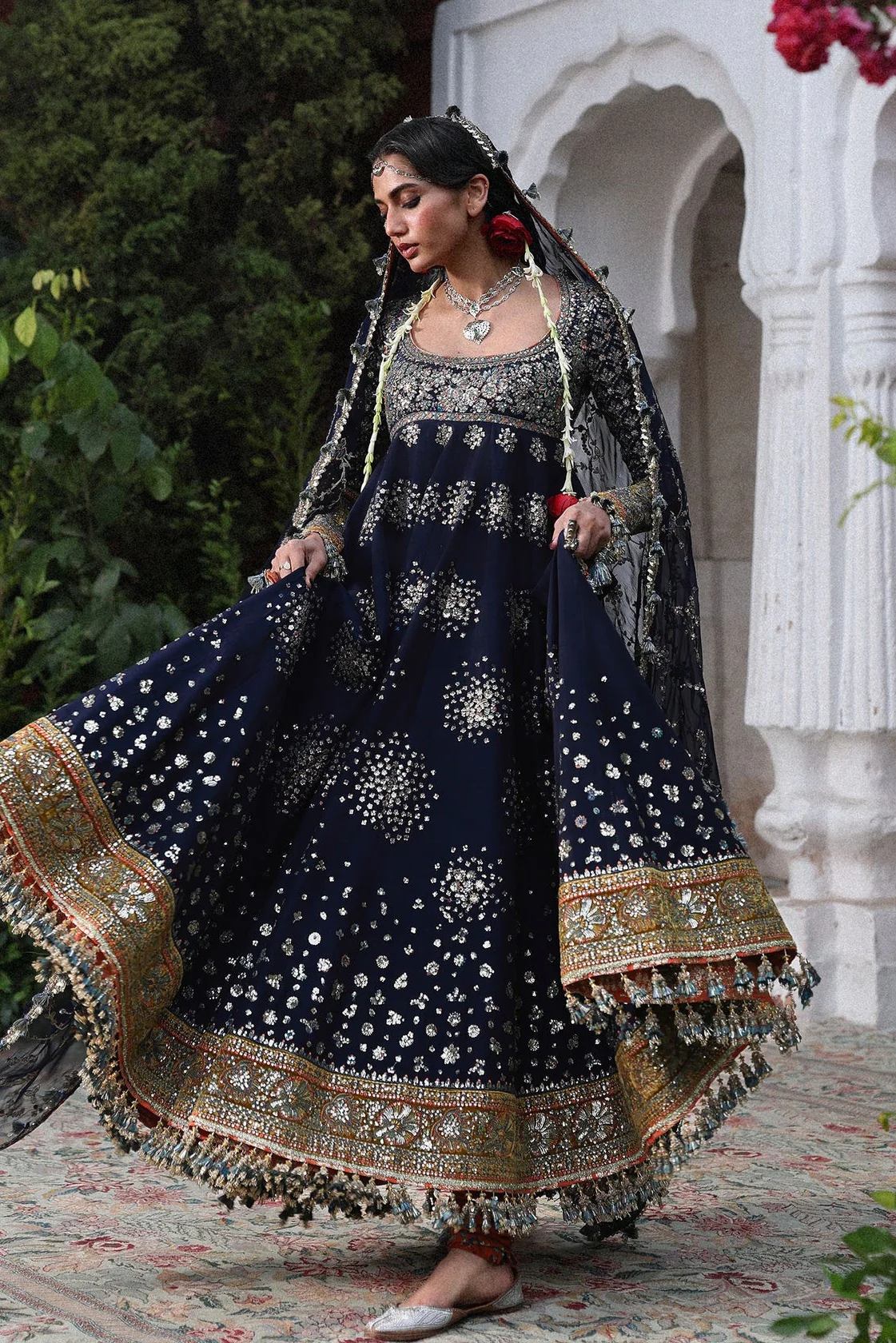 Hussain Rehar - Luxury Raw Silk Embroidered 3 Piece Unstitched - Nain Tara - Image 4