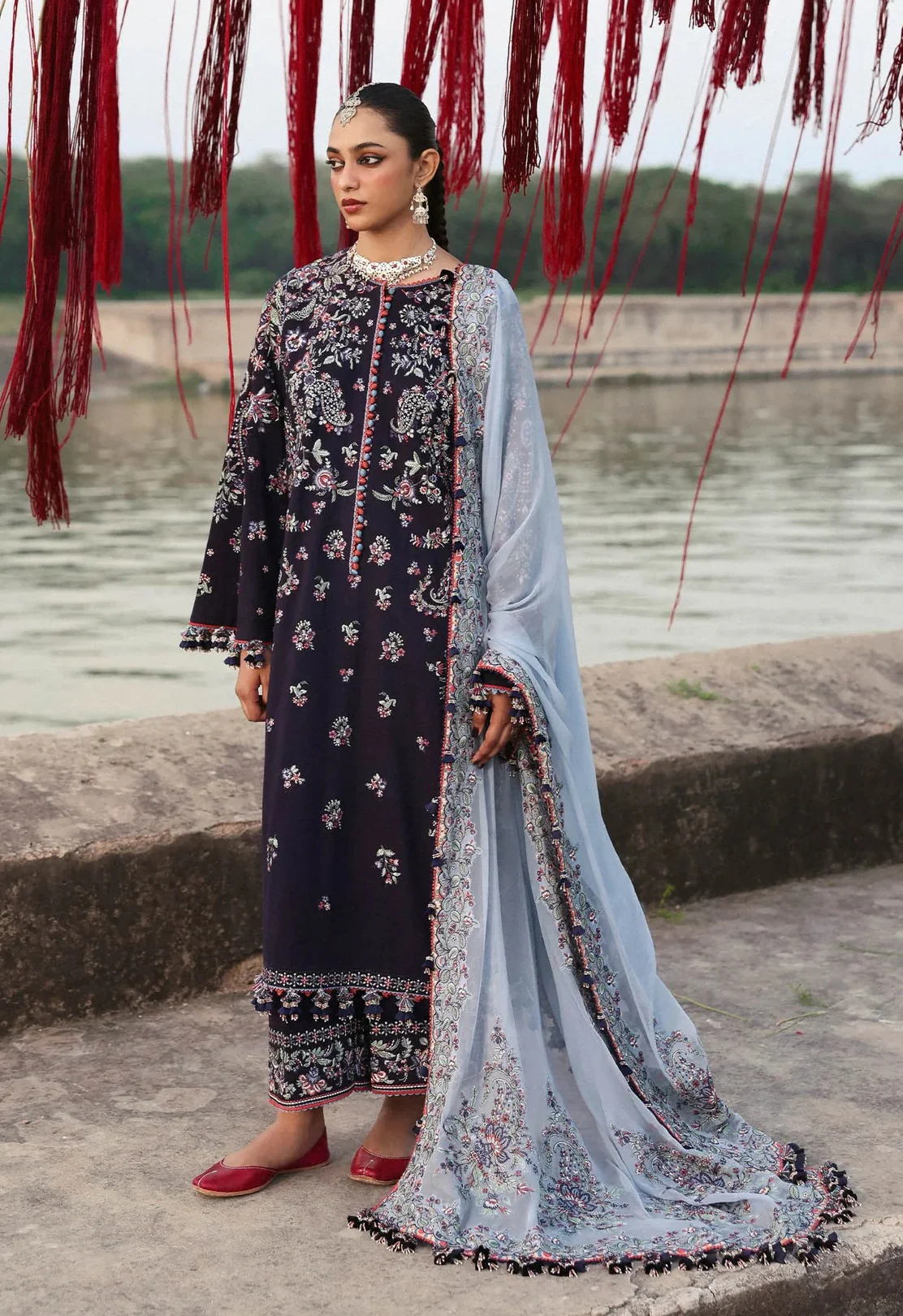 Hussain Rehar - Luxury Lawn Embroidered 3 Piece Unstitched - Rogue - Image 2