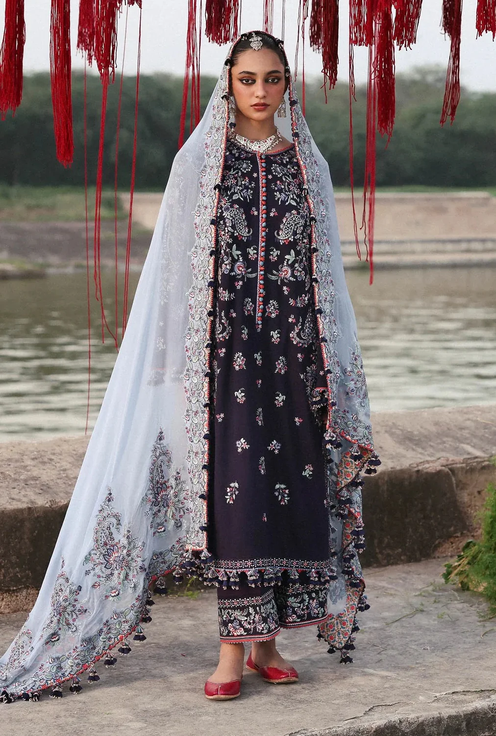 Hussain Rehar - Luxury Lawn Embroidered 3 Piece Unstitched - Rogue - Image 3