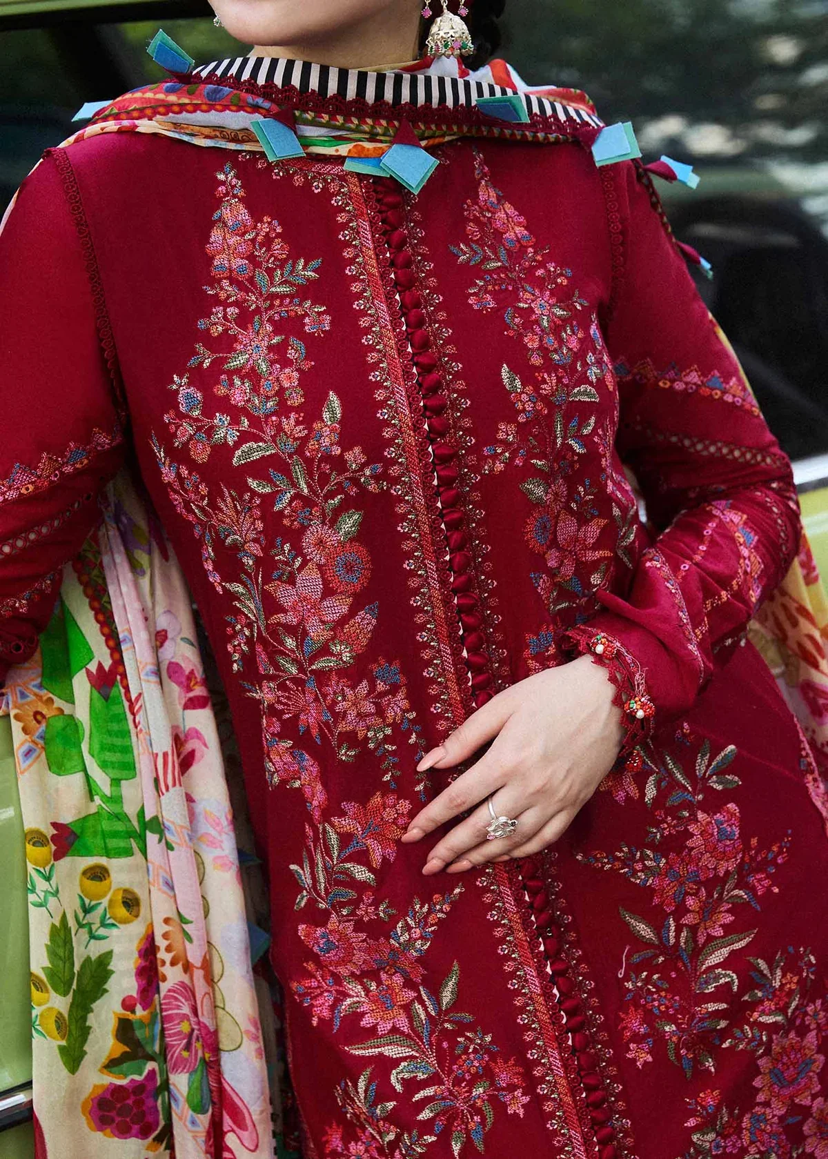 Hussain Rehar Luxury Lawn Embroidered Unstitched Suit BLOOM - Image 7