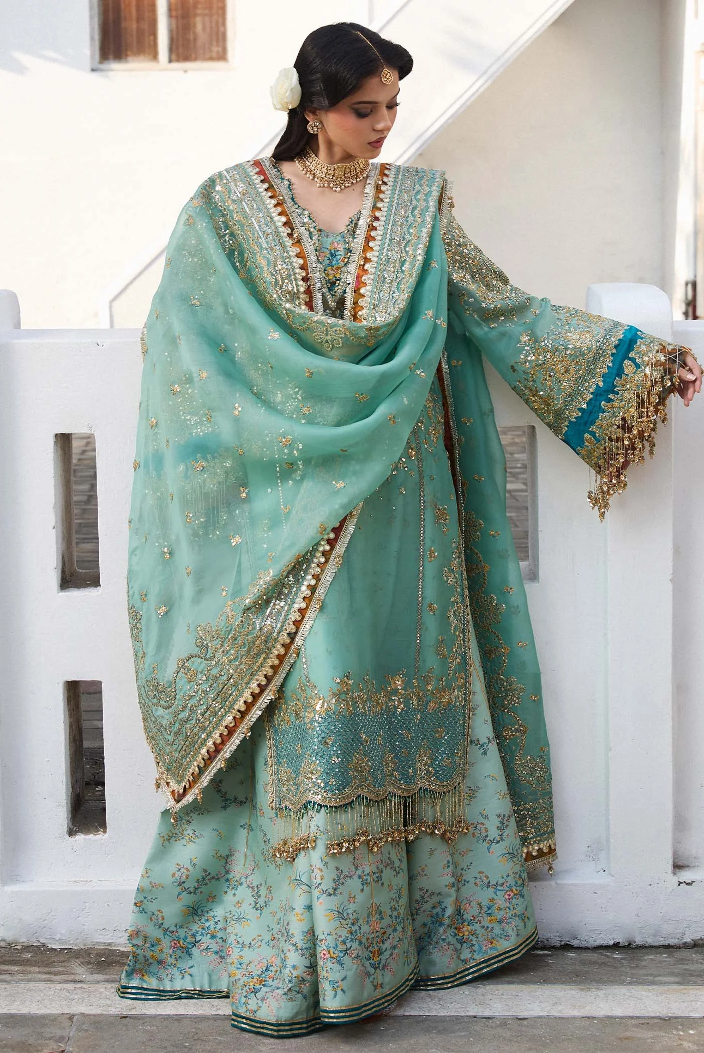Hussain Rehar - Miraye - Luxury Organza Embroidered 3 Piece Unstitched - Image 3
