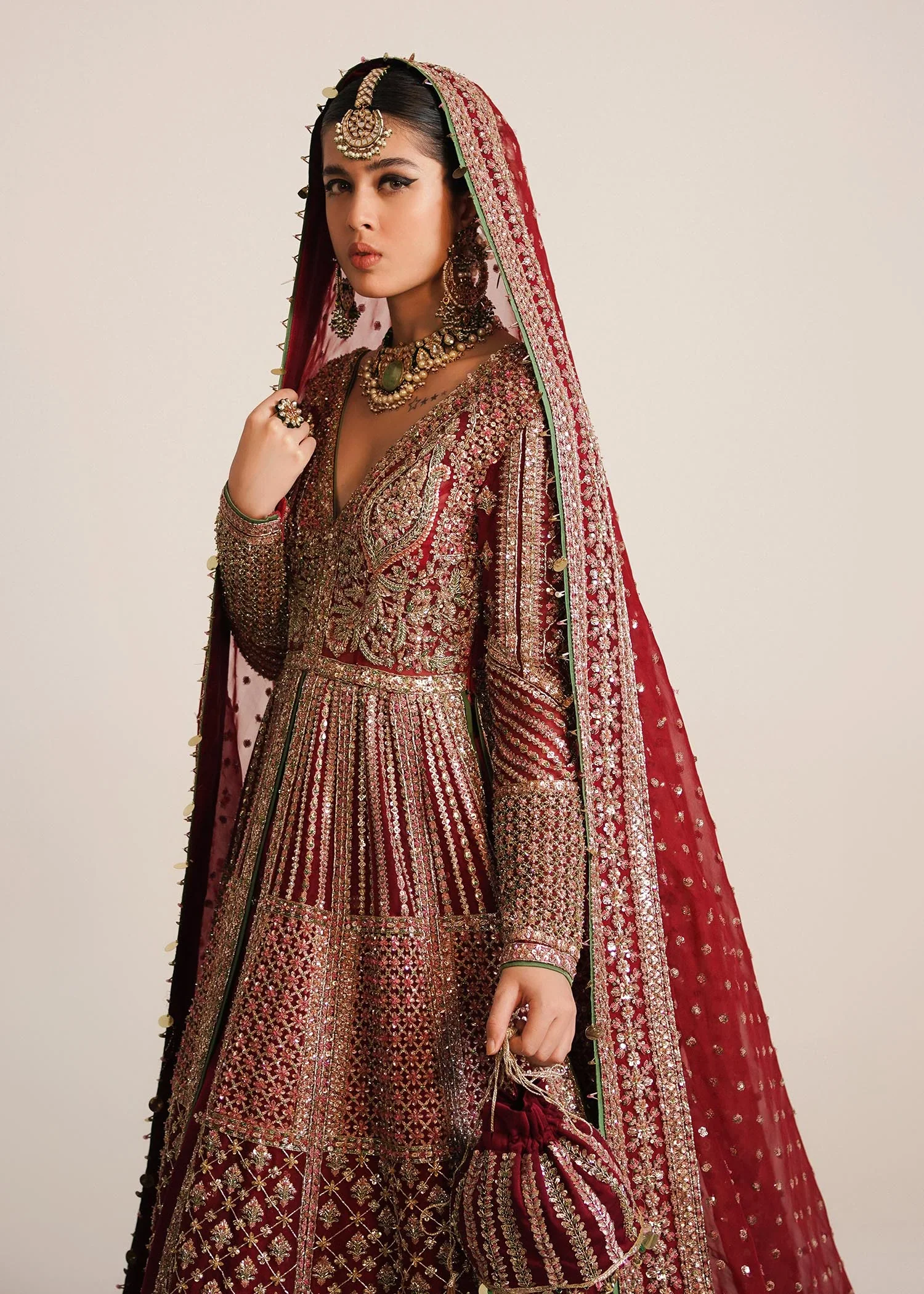 Hussain Rehar Organza Embroidered Luxury Wedding Collection SARANG-01 - Image 3