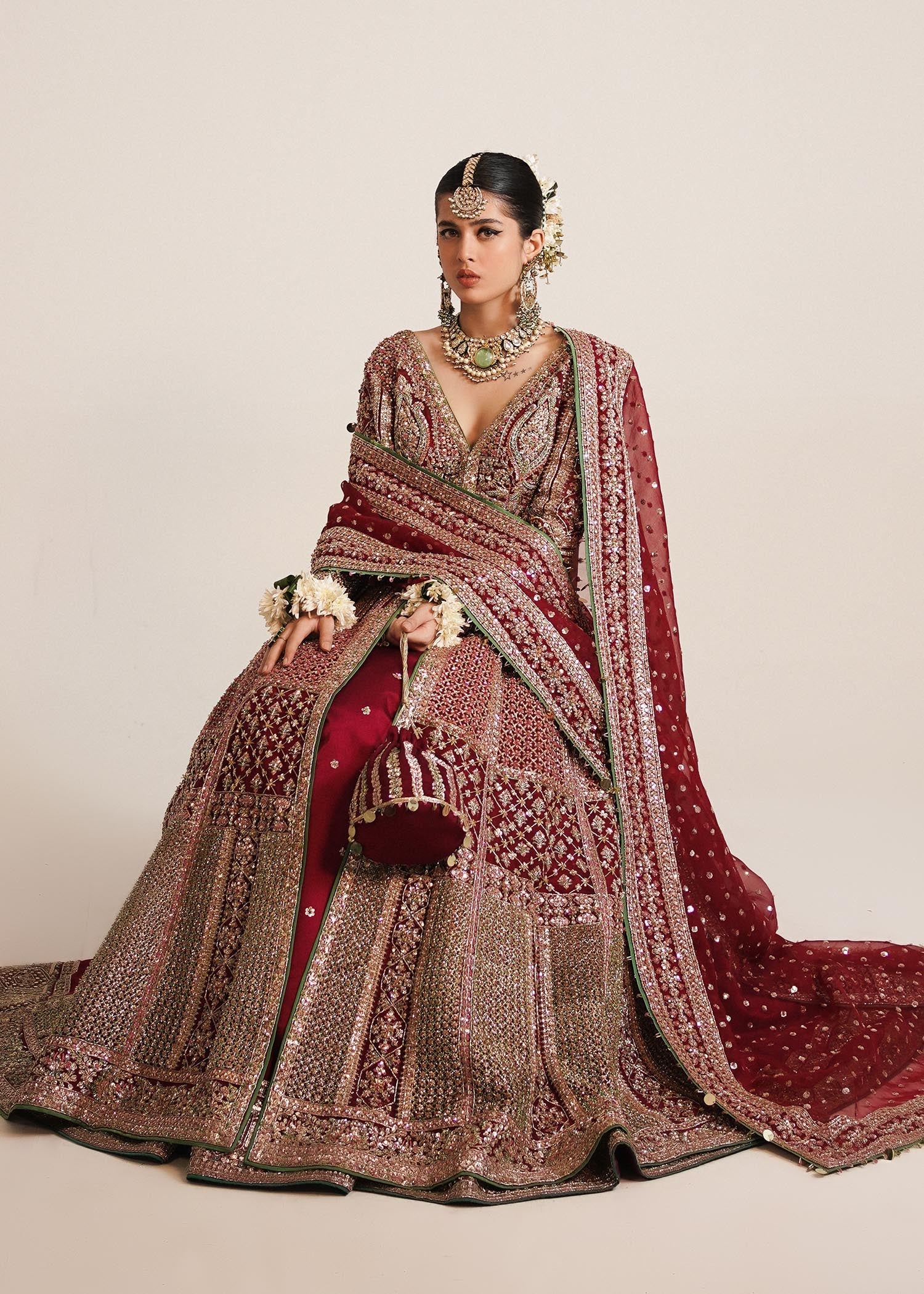 Hussain Rehar Organza Embroidered Luxury Wedding Collection SARANG-01 - Image 4