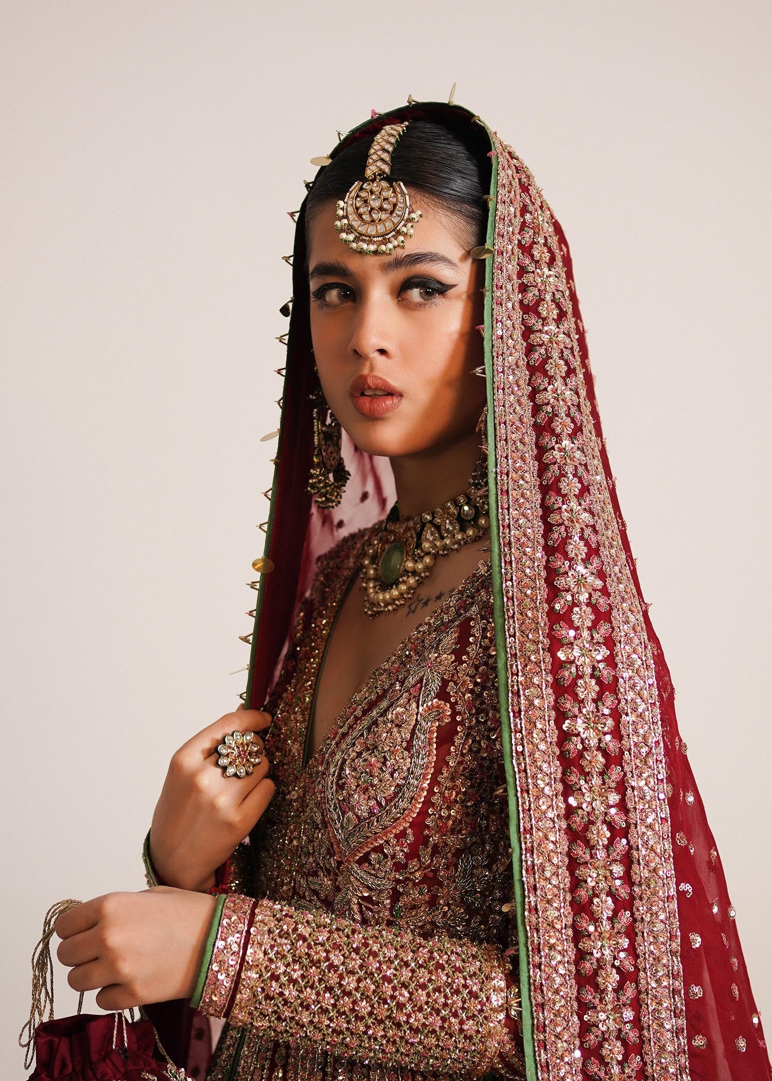 Hussain Rehar Organza Embroidered Luxury Wedding Collection SARANG-01 - Image 6