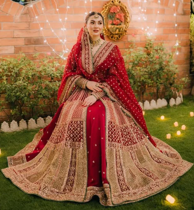 Hussain Rehar Organza Embroidered Luxury Wedding Collection SARANG-01 - Image 9