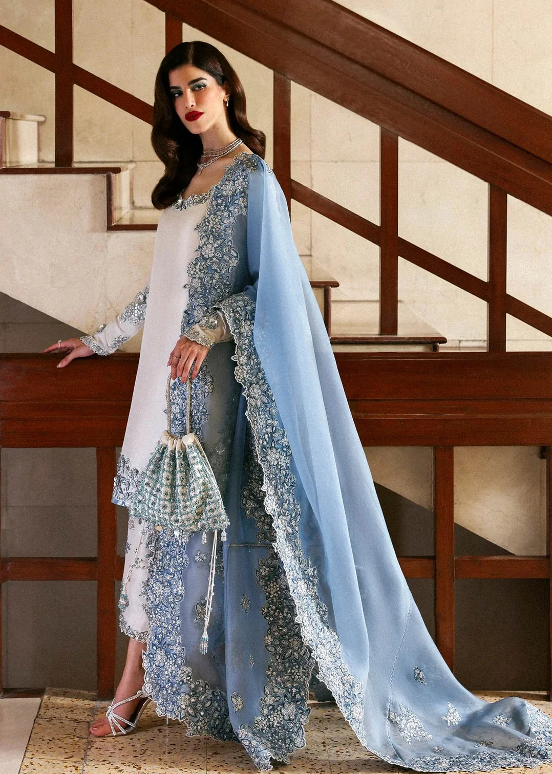 Hussain Rehar Luxury Raw Silk Embroidered Unstitched 3 Piece - Virelle - Image 2