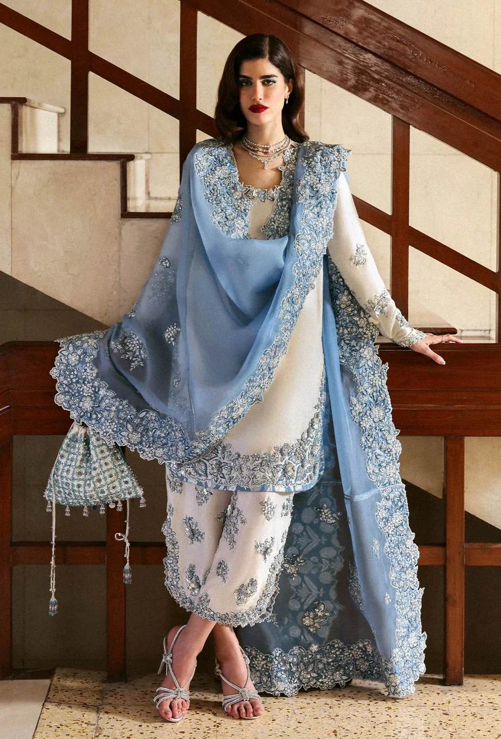 Hussain Rehar Luxury Raw Silk Embroidered Unstitched 3 Piece - Virelle - Image 3