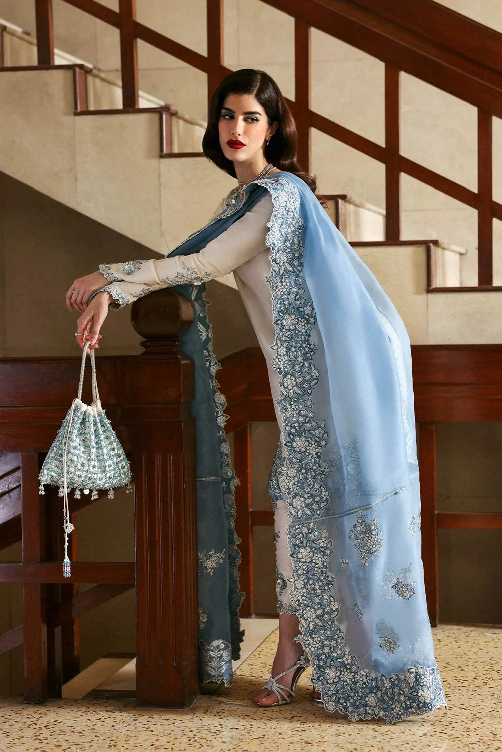 Hussain Rehar Luxury Raw Silk Embroidered Unstitched 3 Piece - Virelle - Image 6