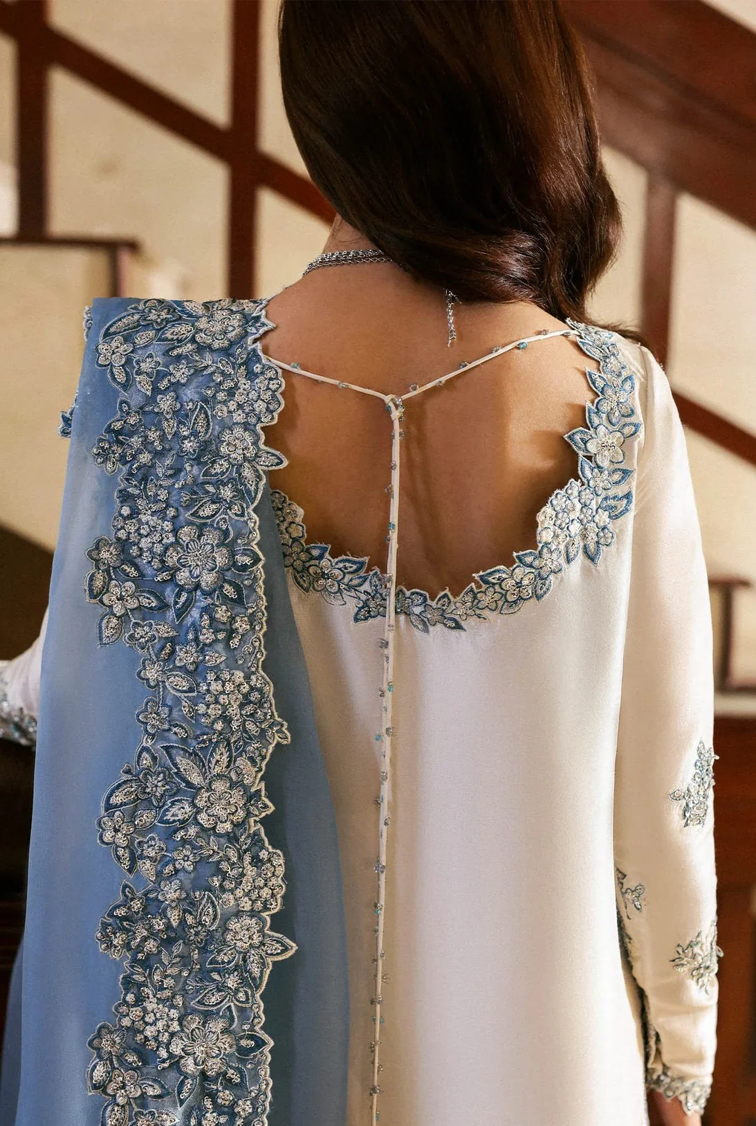 Hussain Rehar Luxury Raw Silk Embroidered Unstitched 3 Piece - Virelle - Image 8