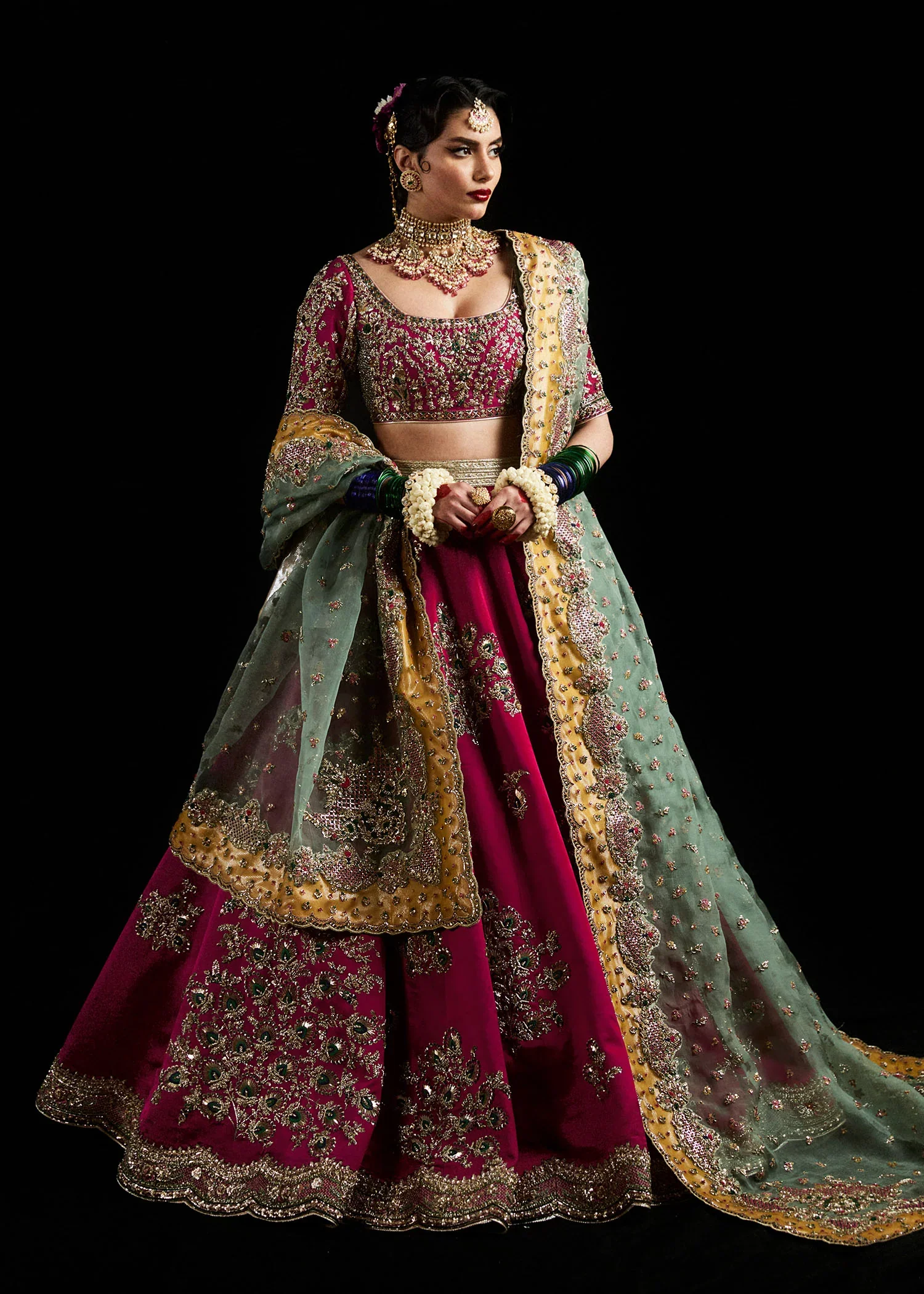 Hussain Rehar Wedding Festive Luxury Raw Silk Hand Made Collection LAAL - Image 3