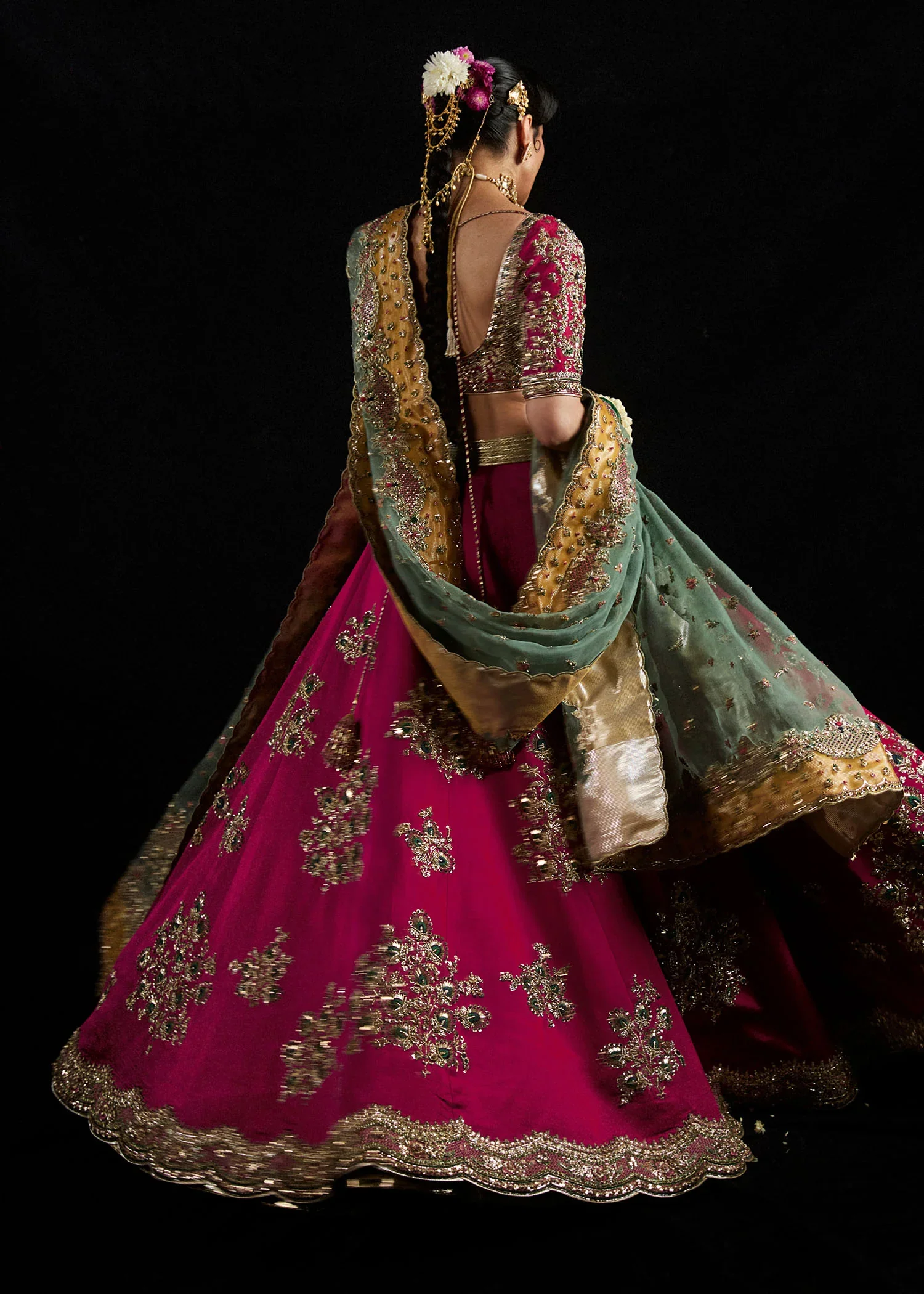 Hussain Rehar Wedding Festive Luxury Raw Silk Hand Made Collection LAAL - Image 4