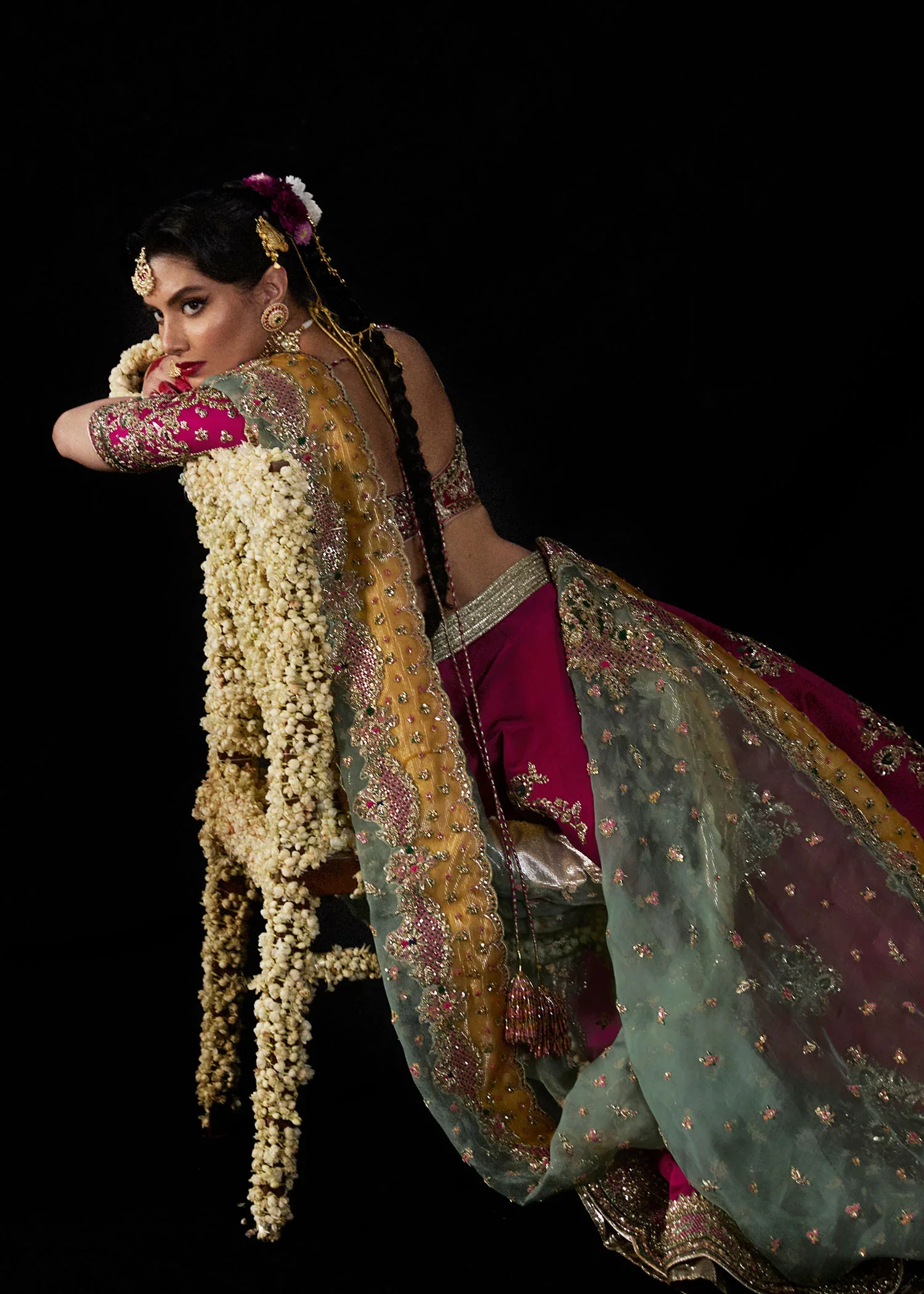 Hussain Rehar Wedding Festive Luxury Raw Silk Hand Made Collection LAAL - Image 5