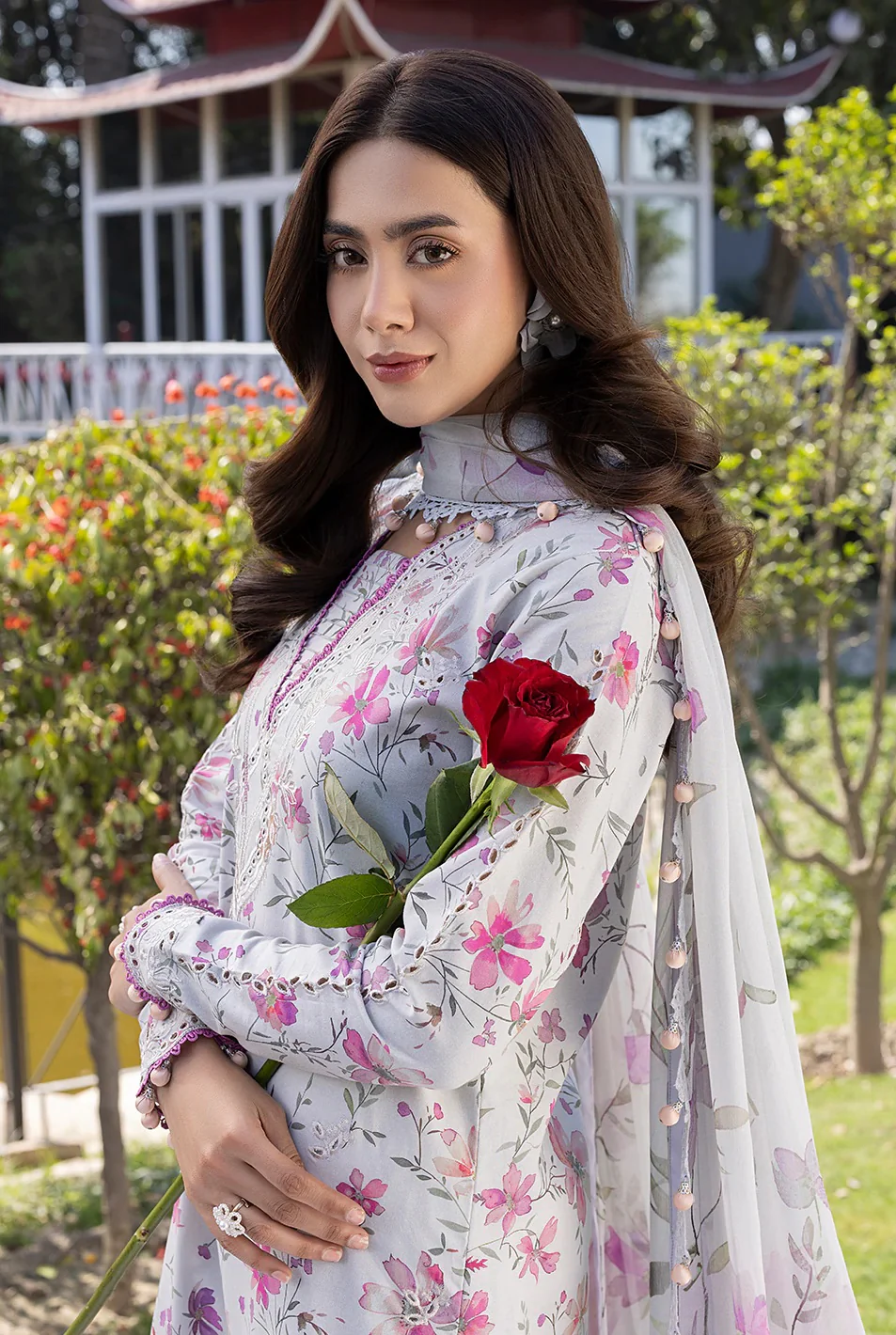 Izel - Luxury Lawn Embroidered 3 Piece Unstitched - SUNLIT - Image 5