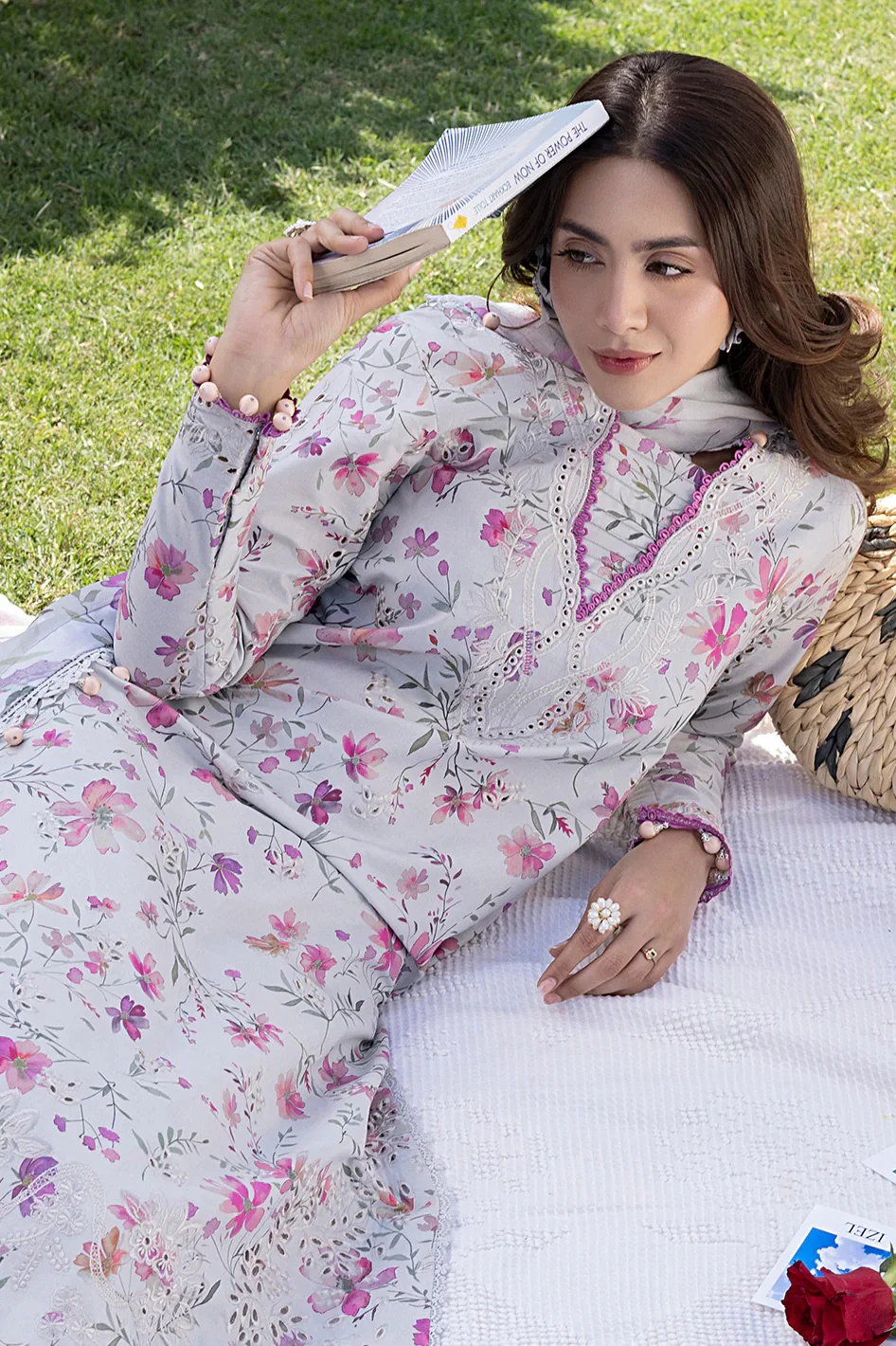 Izel - Luxury Lawn Embroidered 3 Piece Unstitched - SUNLIT - Image 8