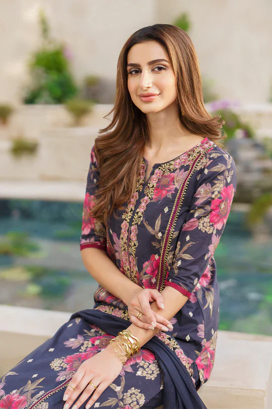 Iznik Festive Embroidered Lawn Unstitched 3Pc Suit SFL-12 Resplendence - Image 6