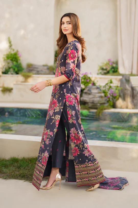 Iznik Festive Embroidered Lawn Unstitched 3Pc Suit SFL-12 Resplendence - Image 7