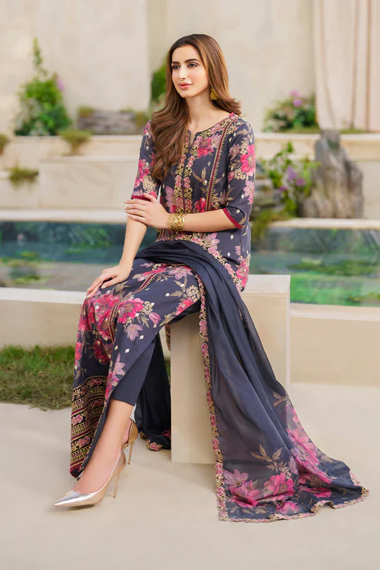Iznik Festive Embroidered Lawn Unstitched 3Pc Suit SFL-12 Resplendence - Image 8