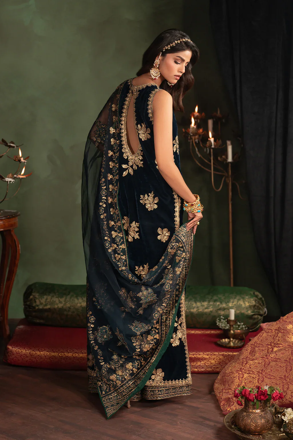 Iznik Luxury 9000 Micro Velvet Embroidered Suits Unstitched IV-51 - Image 6