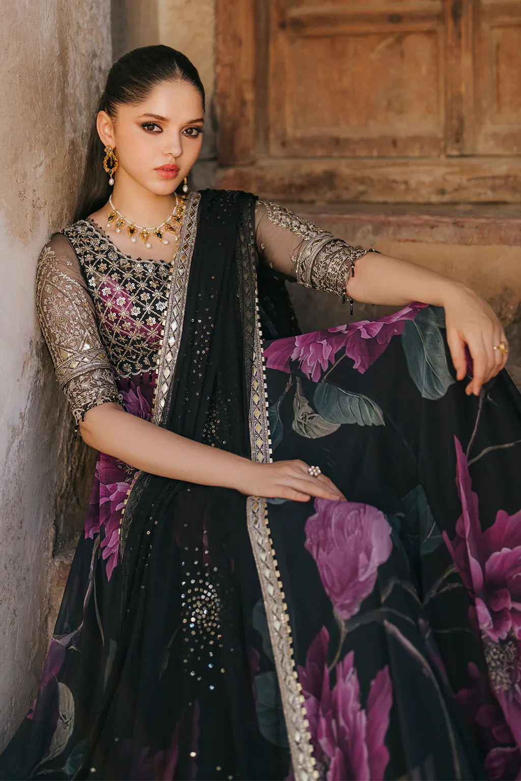 Iznik Luxury Chiffon Embroidered Collection Unstitched UE-321 - Image 11