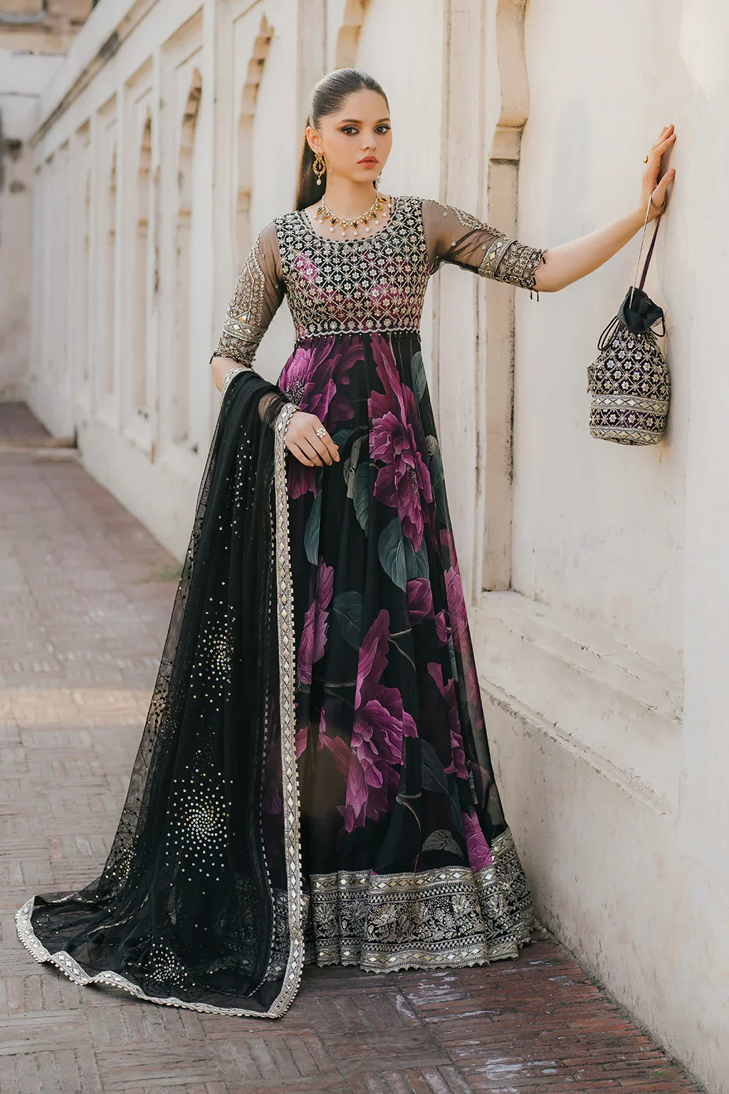 Iznik Luxury Chiffon Embroidered Collection Unstitched UE-321 - Image 2