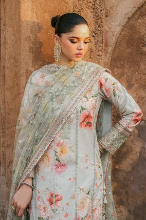 Iznik - Luxury Lawn Embroidered 3 Piece Unstitched - UE-311 - Image 2