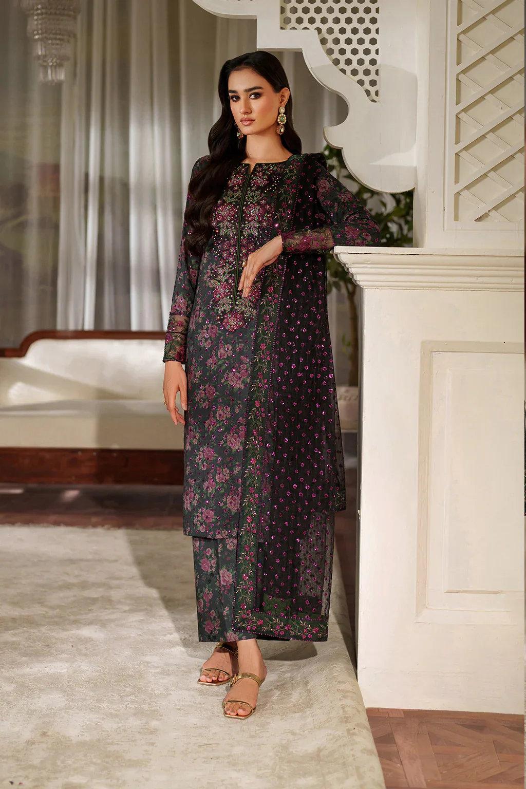 Iznik Luxury Printed & Embroidered Unstitched Lawn Suit UE-537 - Image 3