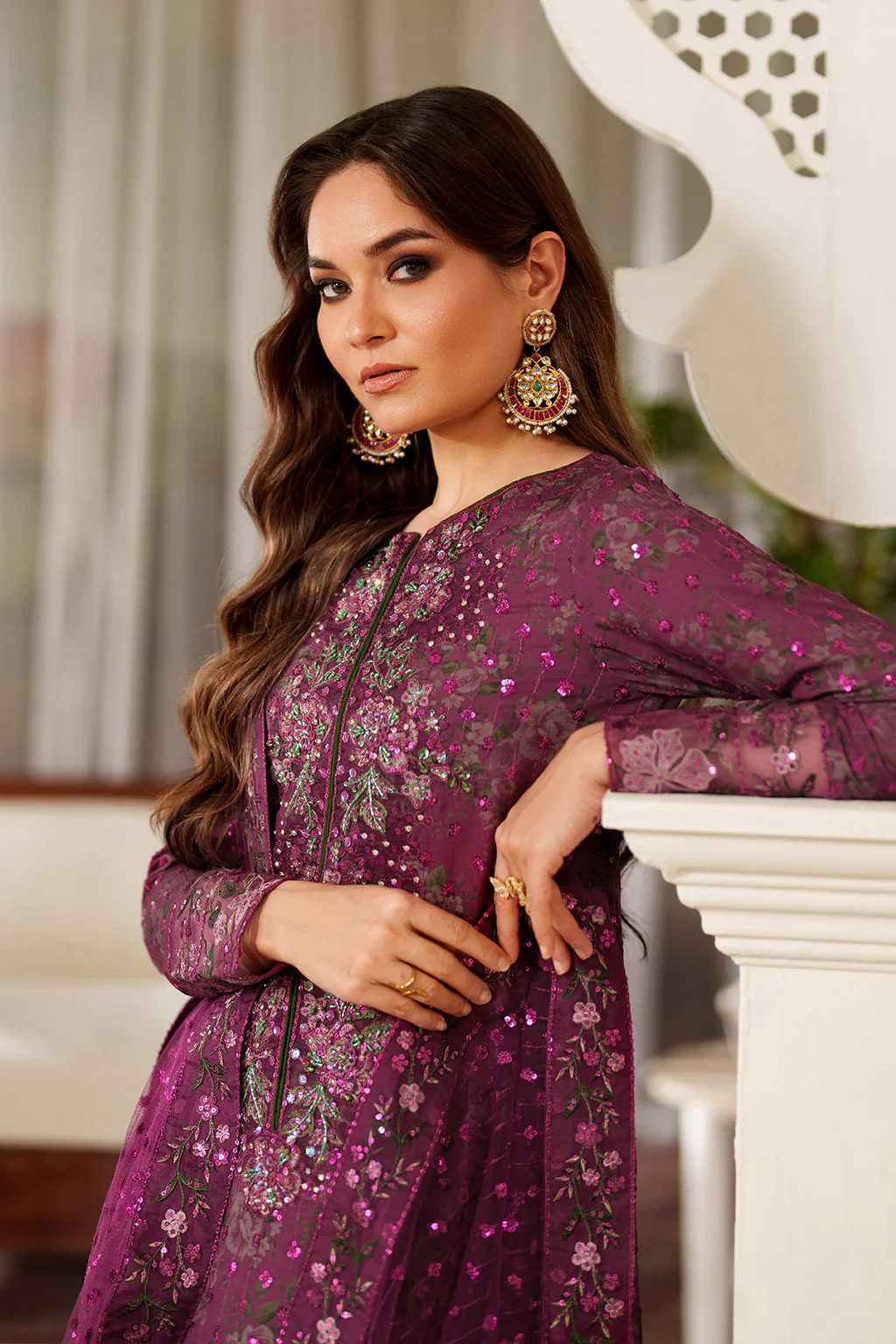 Iznik Luxury Printed & Embroidered Unstitched Lawn Suit UE-538 Magenta - Image 7