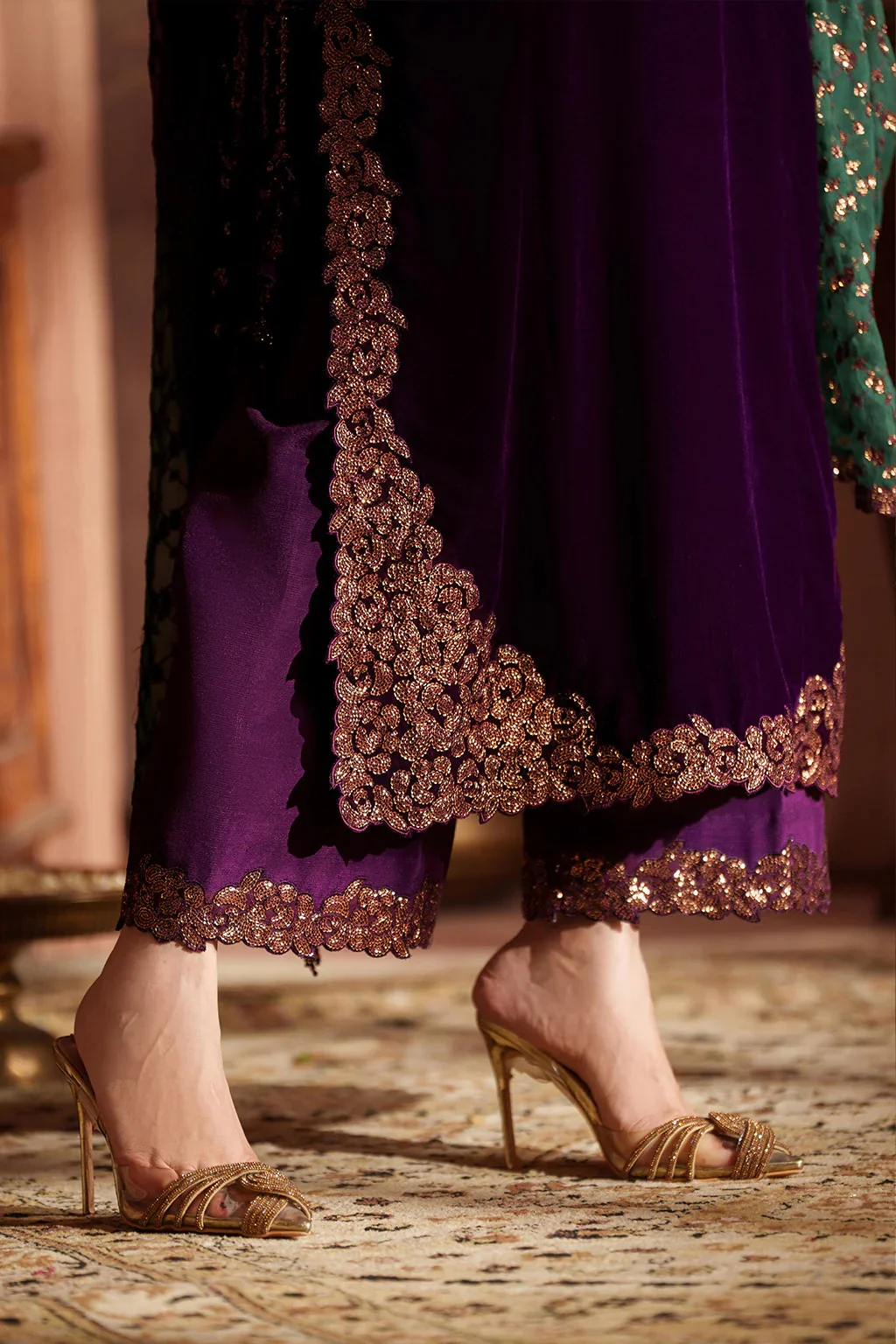 Iznik - Luxury Velvet Embroidered 3 Piece Unstitched - IV-57 - Image 11