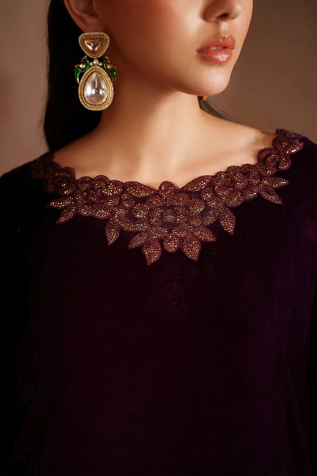 Iznik - Luxury Velvet Embroidered 3 Piece Unstitched - IV-57 - Image 9