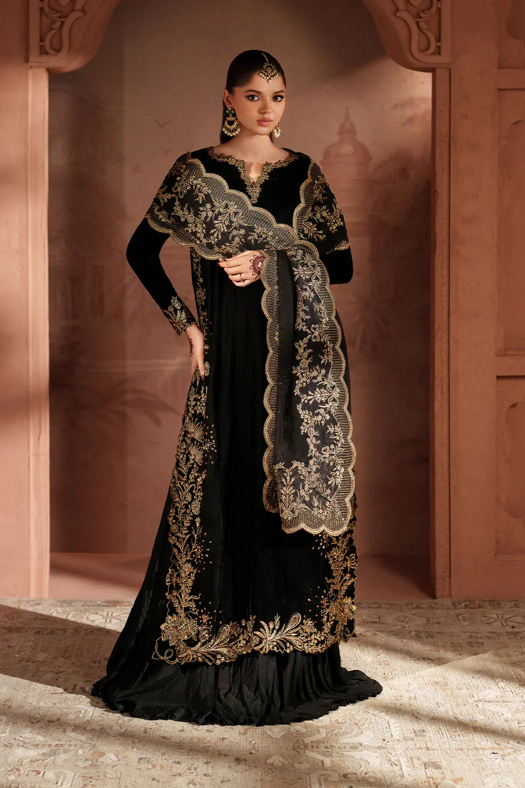 Iznik Luxury Velvet Embroidered Collection IV-62 Embroidered Velvet - Image 2