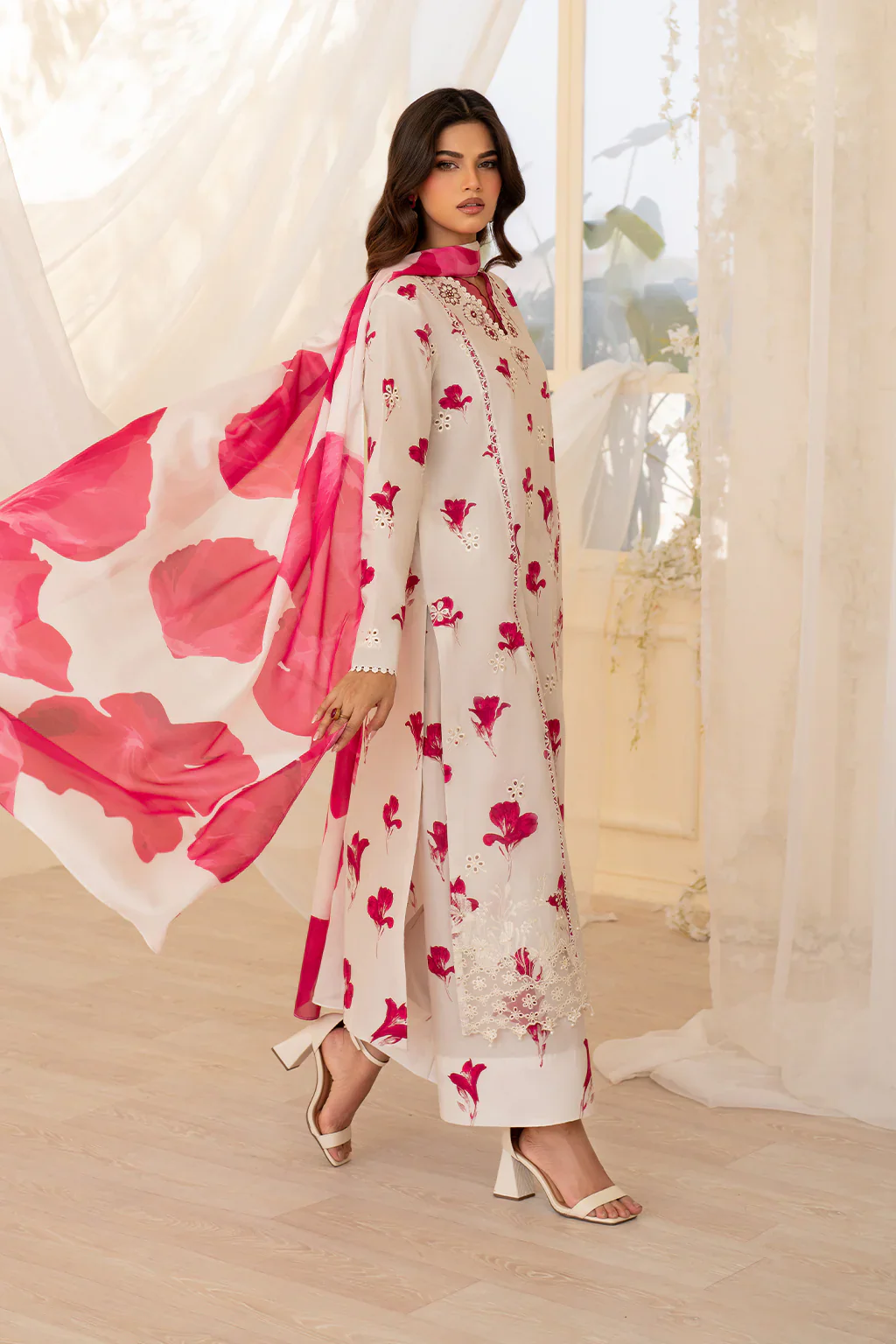Iznik Premium Lawn Embroidered Collection Unstitched Floral Affair UE-443 - Image 2