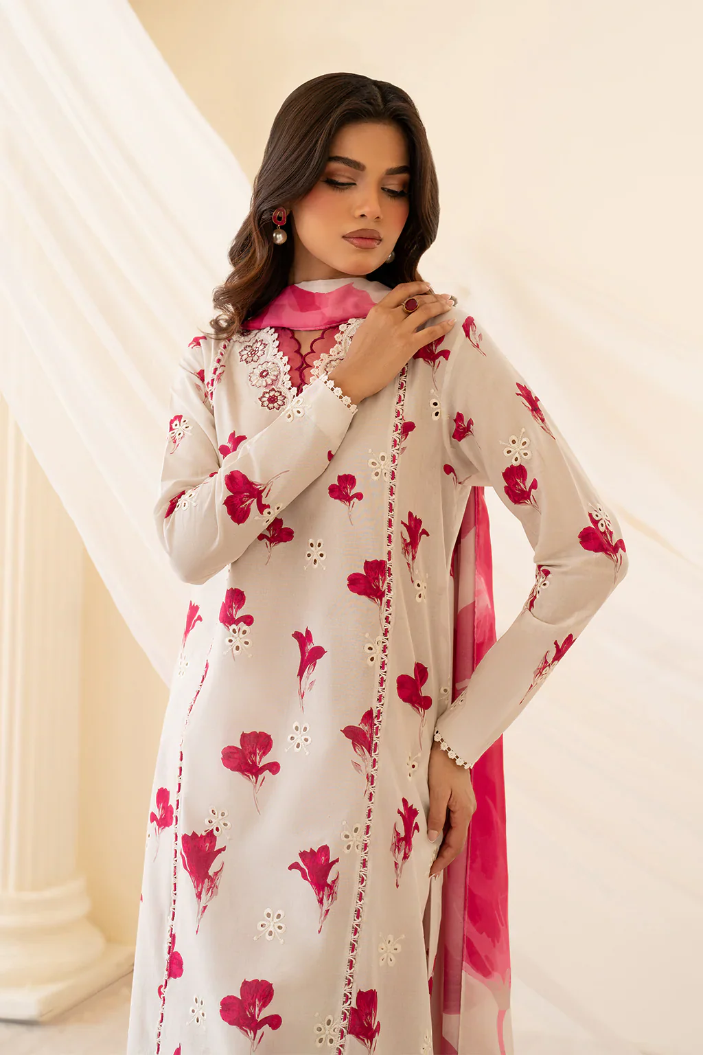 Iznik Premium Lawn Embroidered Collection Unstitched Floral Affair UE-443 - Image 5
