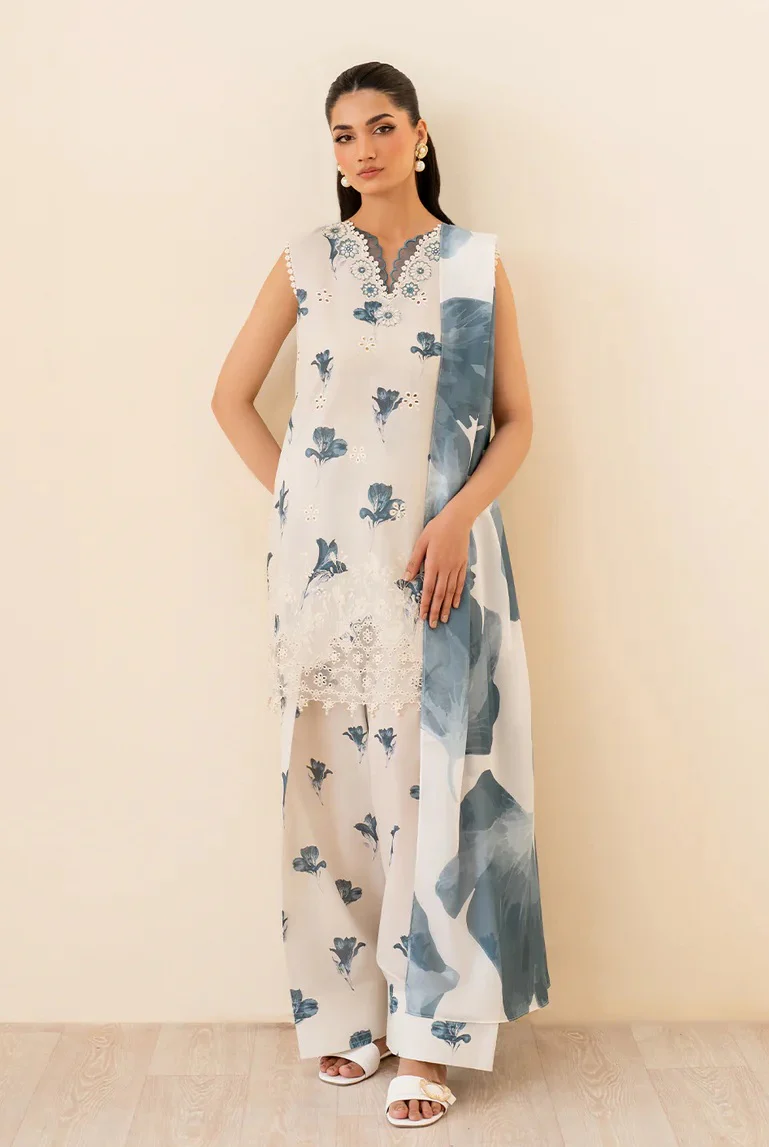 Iznik UE-442 - Luxury Lawn Embroidered 3 Piece Unstitched - Image 3
