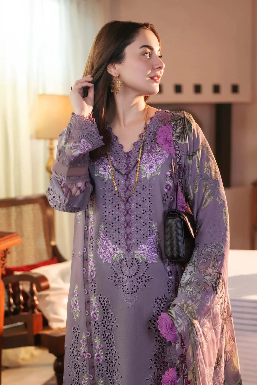 Jade X Hania Amir - Luxury Lawn Embroidered 3 Piece Unstitched - Intezar - Image 2