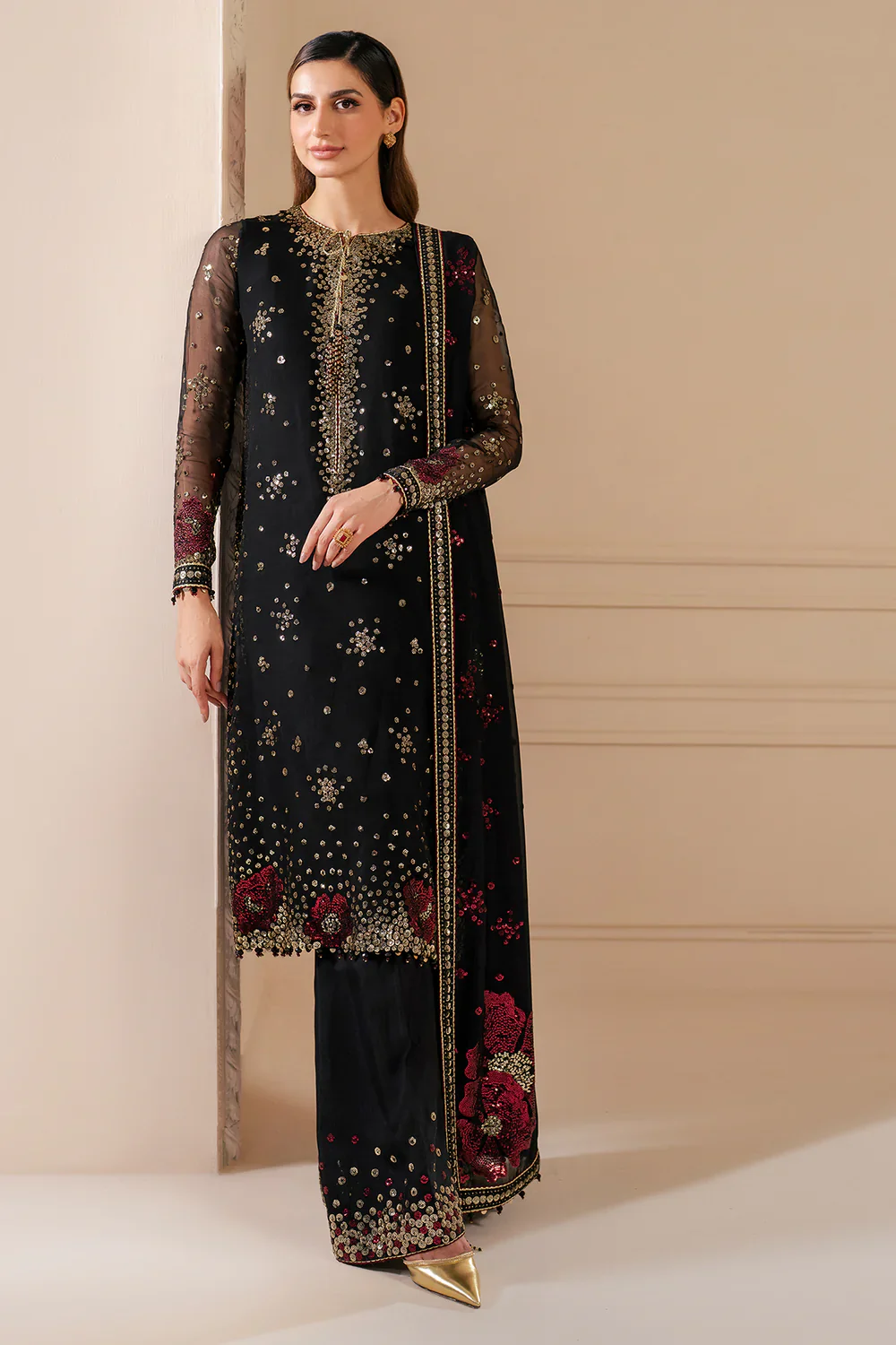 Jazmin Luxury Chiffon Embroidered Collection Unstitched UC-3070 - Image 3