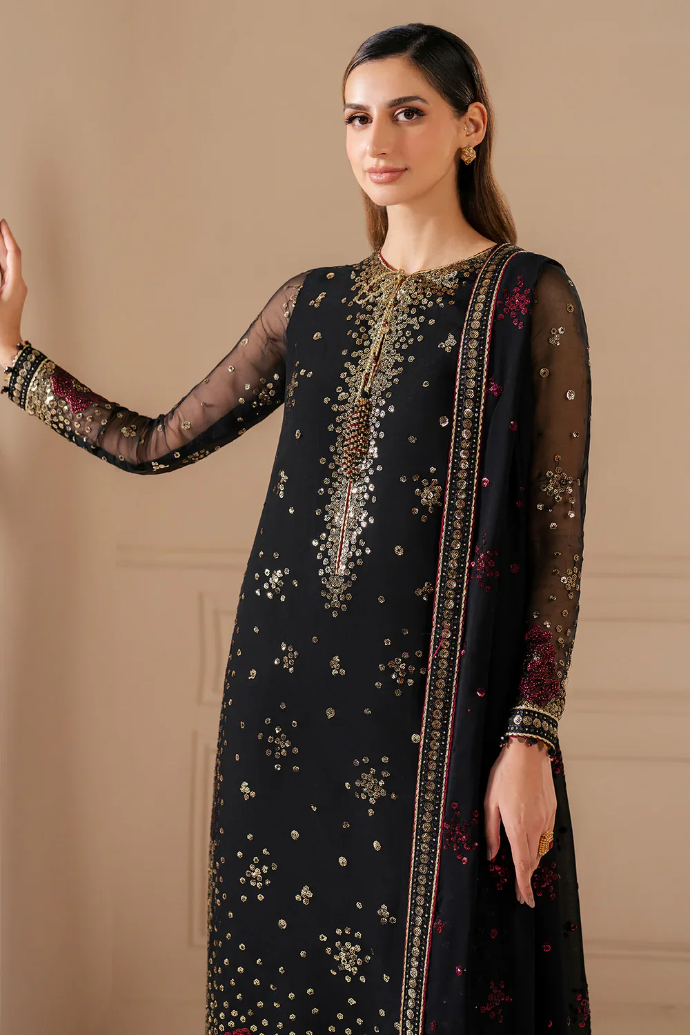 Jazmin Luxury Chiffon Embroidered Collection Unstitched UC-3070 - Image 5