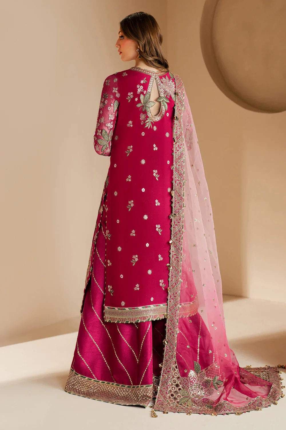 Jazmin Luxury Chiffon Unstitched Embroidered Collection WF-25-03 Rose Rediance - Image 4