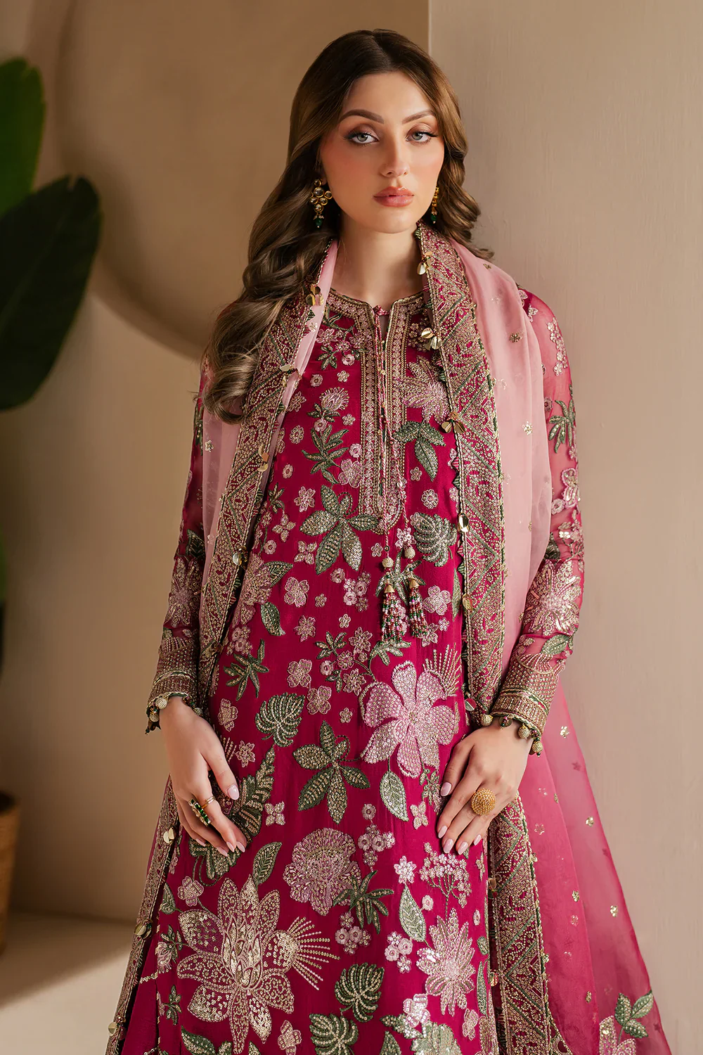 Jazmin Luxury Chiffon Unstitched Embroidered Collection WF-25-03 Rose Rediance - Image 7