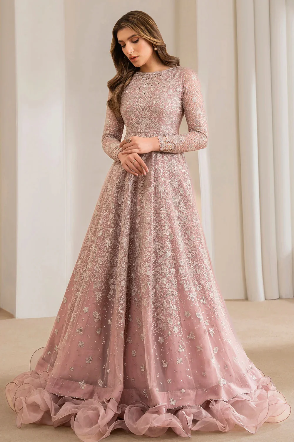 Jazmin Luxury Net Embroidered 3 Pc Unstitched Collection UC-3024 - Image 3