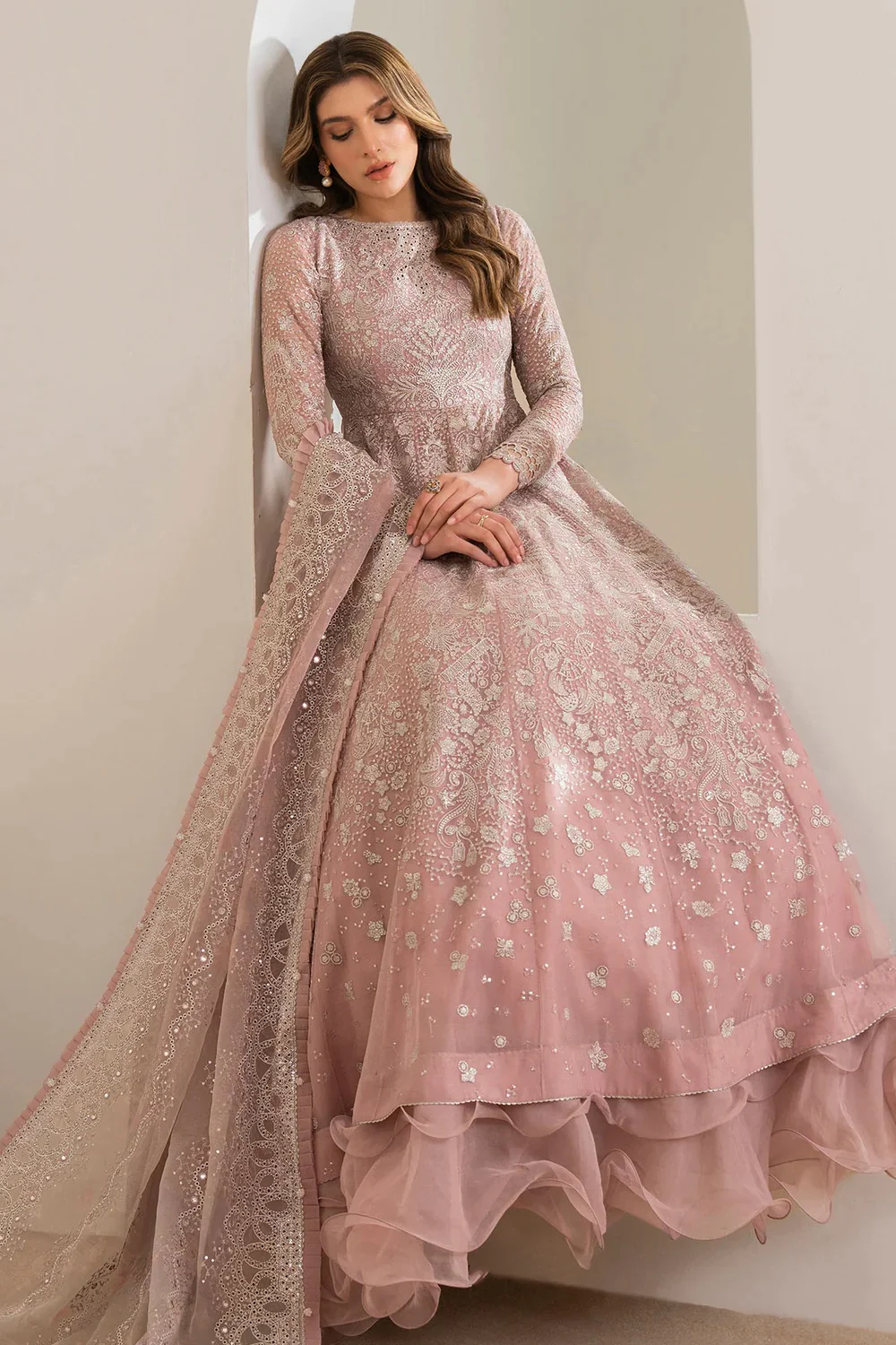 Jazmin Luxury Net Embroidered 3 Pc Unstitched Collection UC-3024 - Image 5