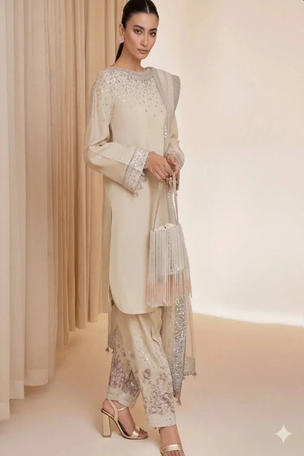 Jazmin Luxury Raw Silk Embroidered Unstitched 3 Piece - UR-7002 - Image 2