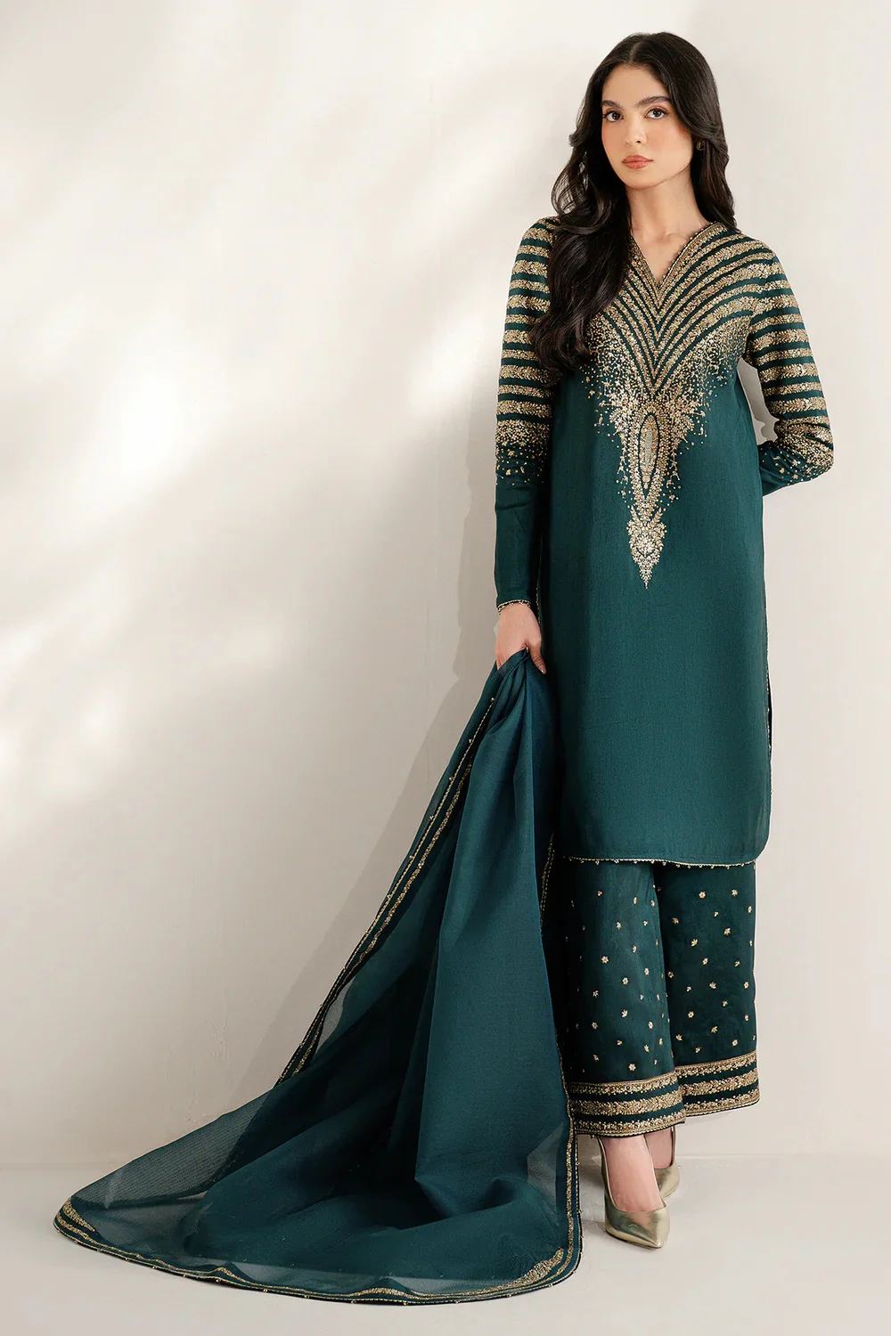 Jazmin Luxury Raw Silk Embroidered Unstitched 3 Piece - UR - 7056 - Image 2