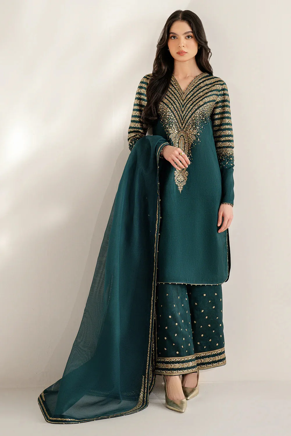 Jazmin Luxury Raw Silk Embroidered Unstitched 3 Piece - UR - 7056 - Image 3