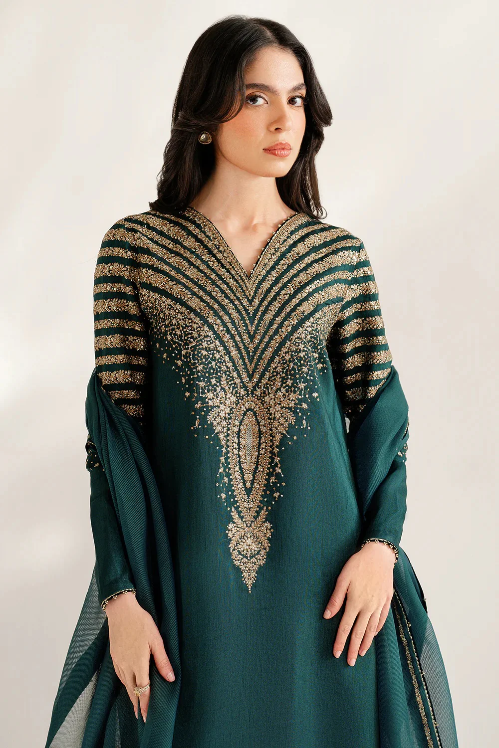 Jazmin Luxury Raw Silk Embroidered Unstitched 3 Piece - UR - 7056 - Image 5