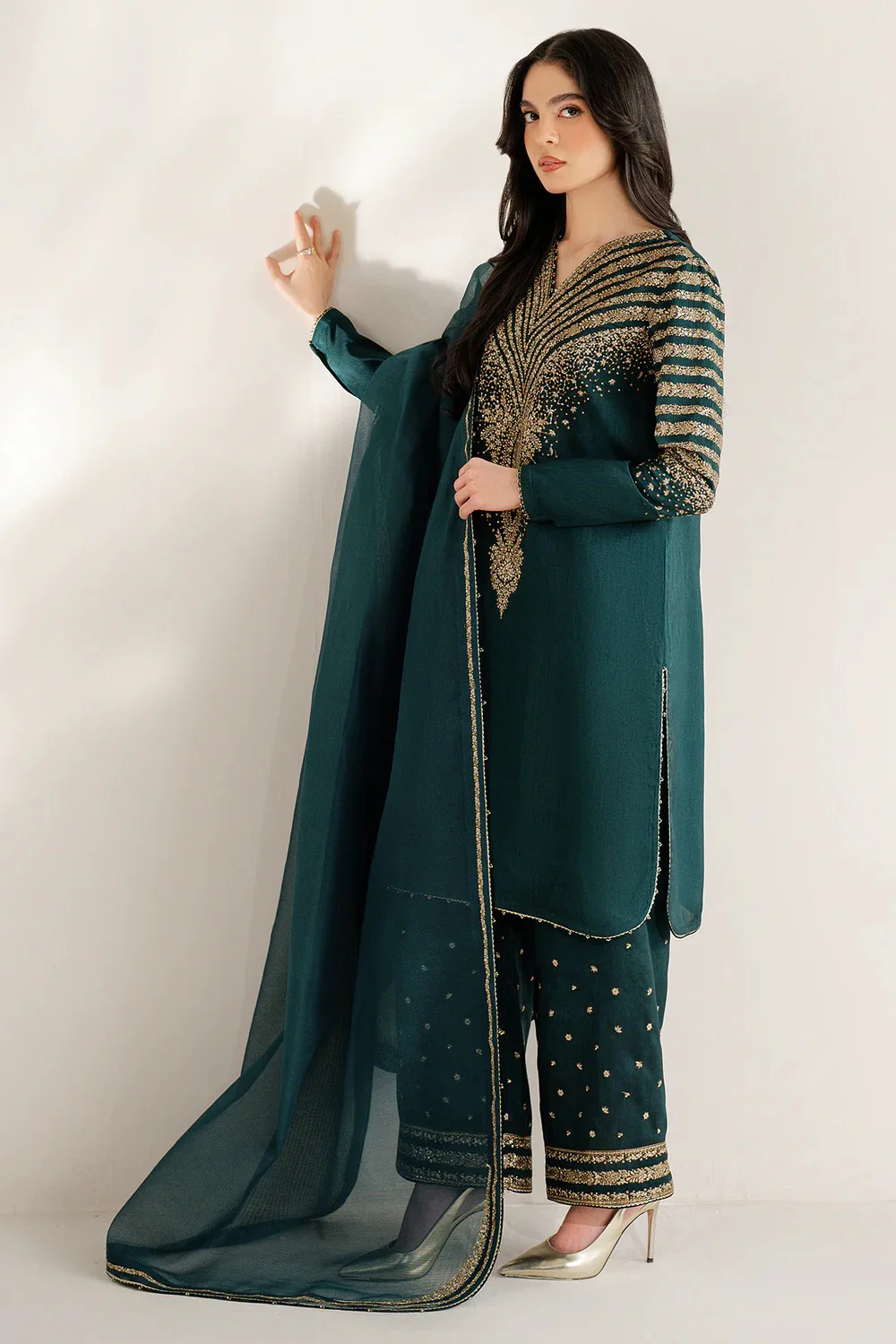 Jazmin Luxury Raw Silk Embroidered Unstitched 3 Piece - UR - 7056 - Image 6