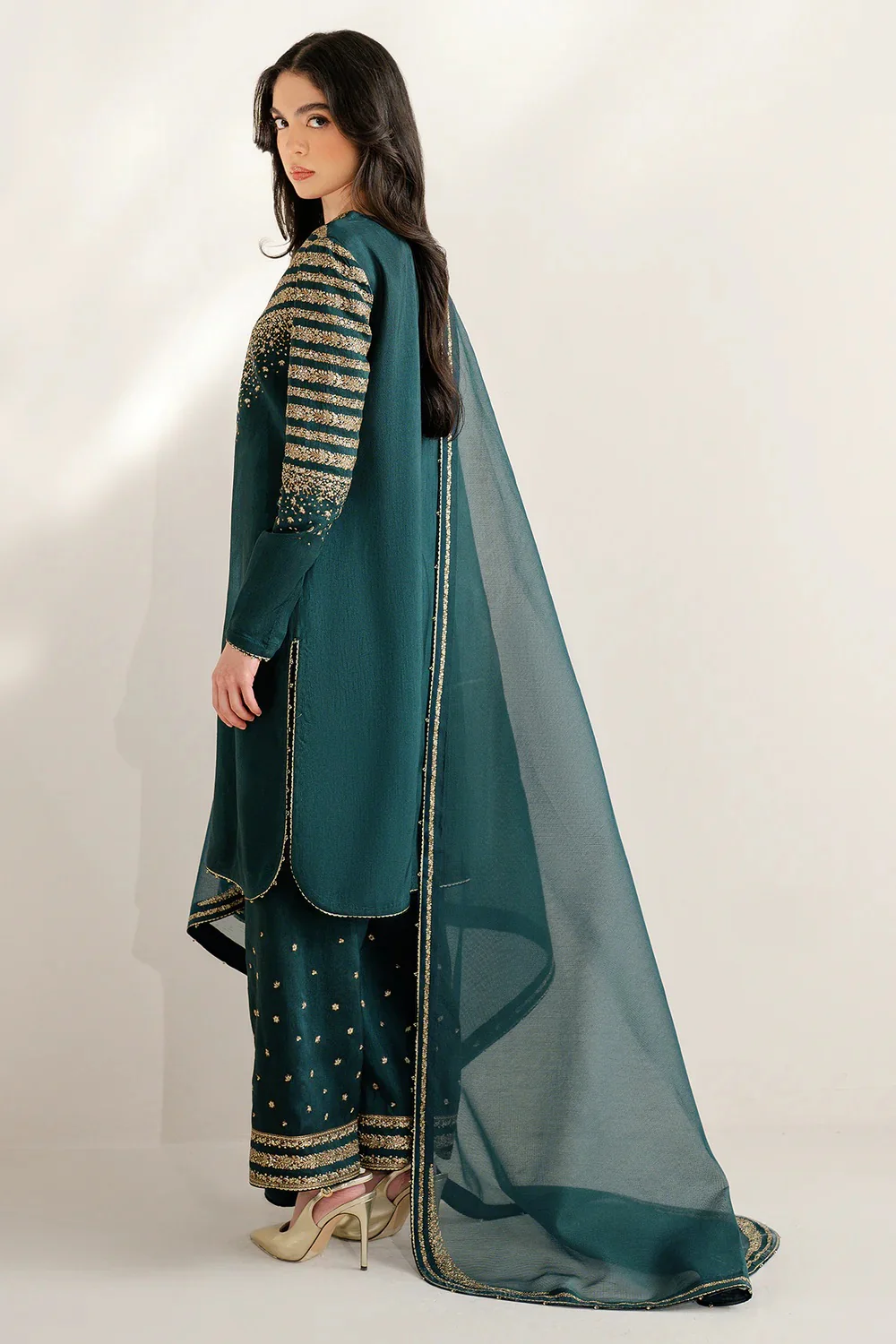 Jazmin Luxury Raw Silk Embroidered Unstitched 3 Piece - UR - 7056 - Image 7