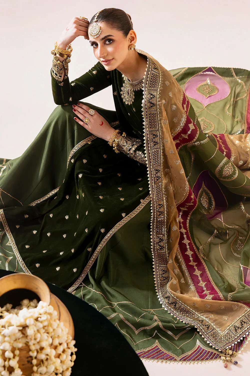 Jazmin Luxury Velvet Embroidered 3 Piece Unstitched - CVF D-09 - Image 5