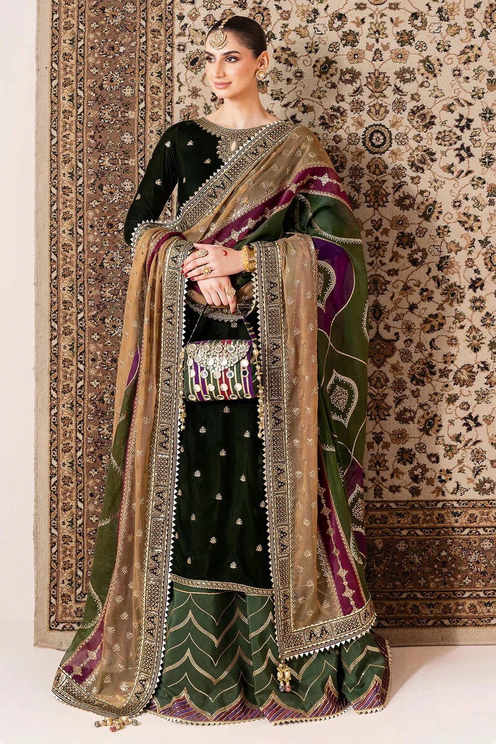 Jazmin Luxury Velvet Embroidered 3 Piece Unstitched - CVF D-09 - Image 6