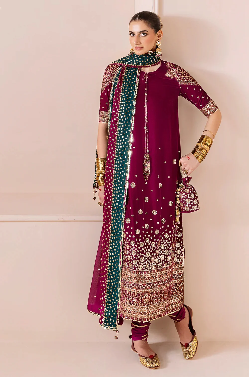 Jazmin Luxury Velvet Embroidered Unstitched 3 Piece - CVF D-02