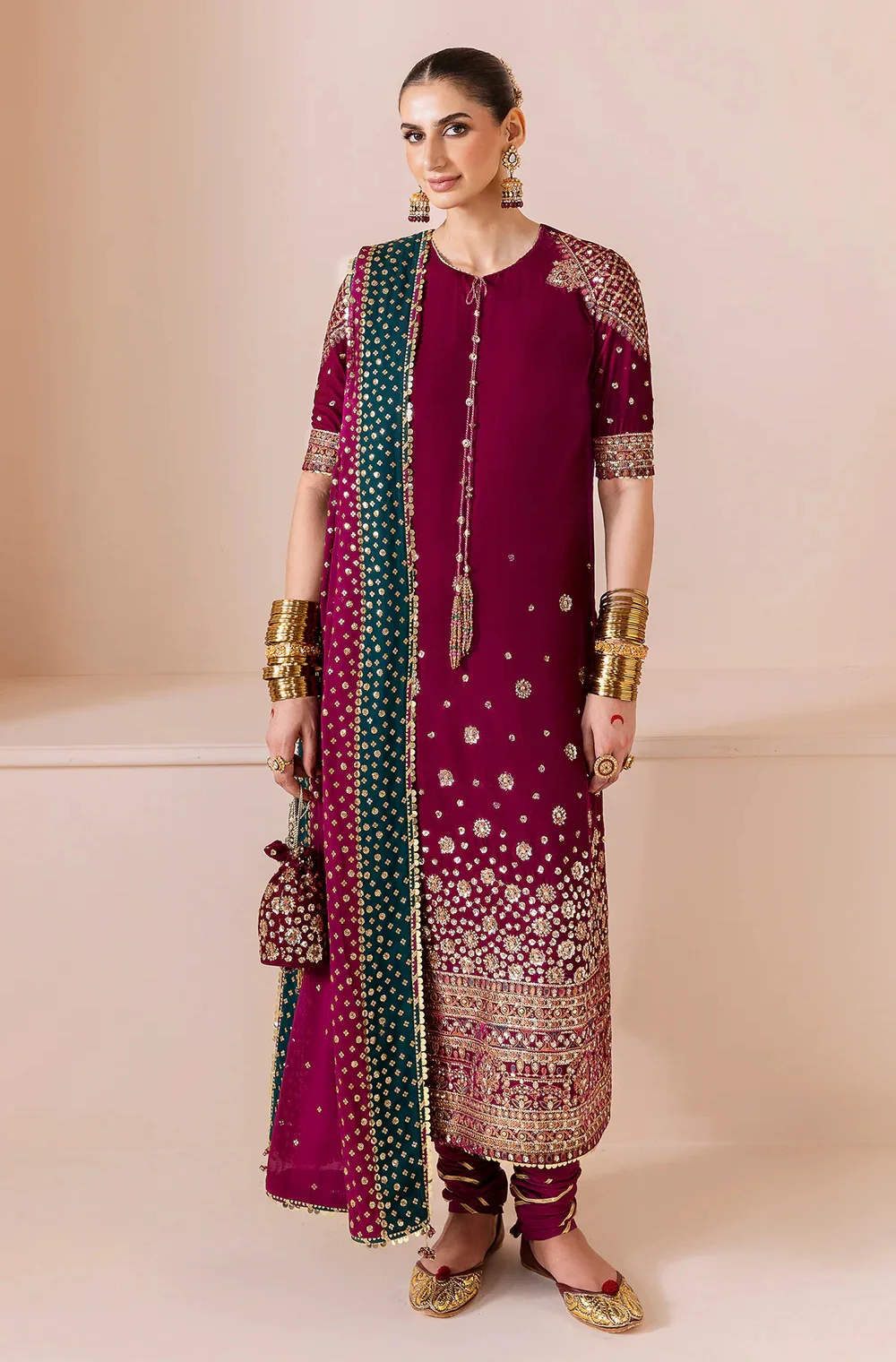 Jazmin Luxury Velvet Embroidered Unstitched 3 Piece - CVF D-02 - Image 2